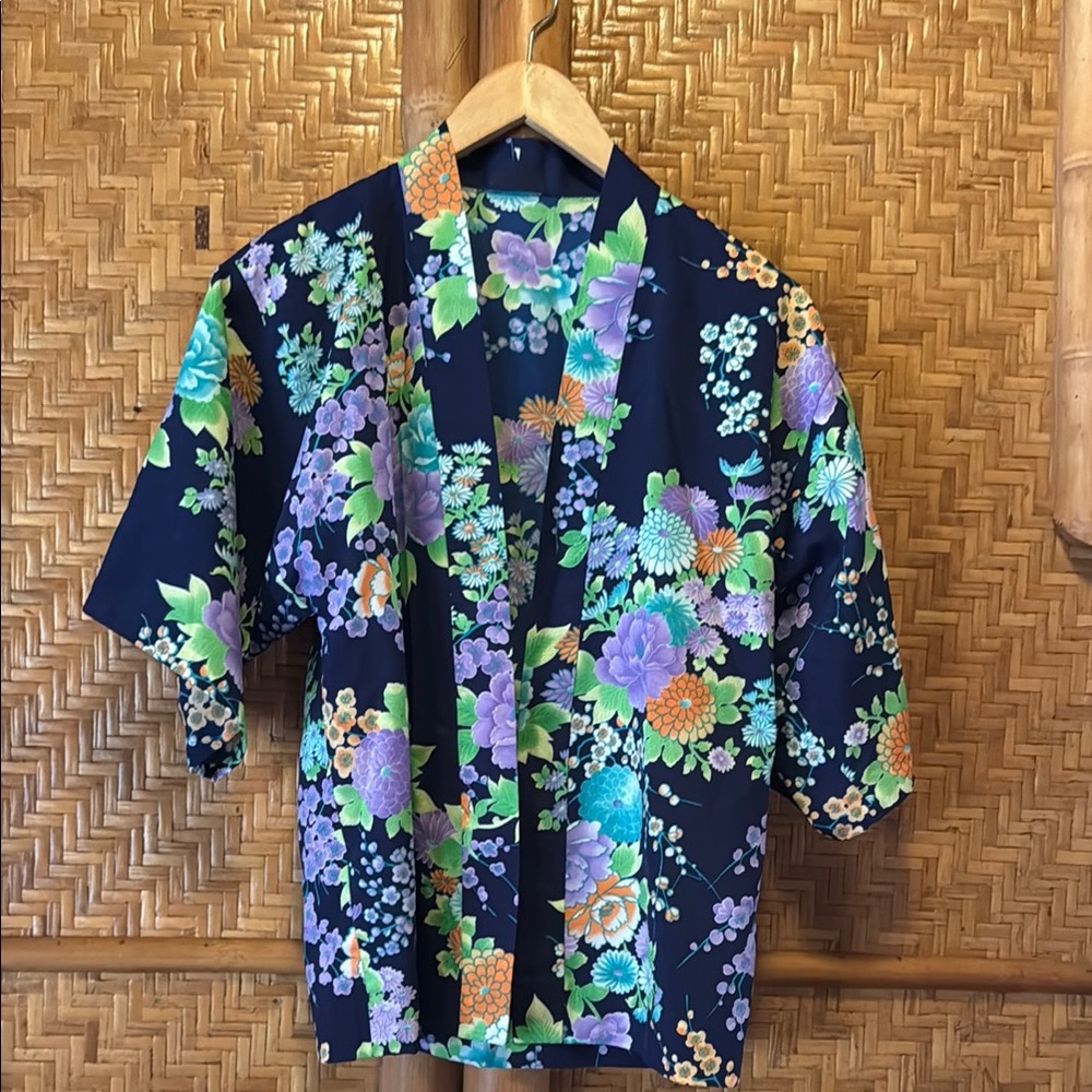 Vintage Floral Kimono Style Shirt - Multicolor